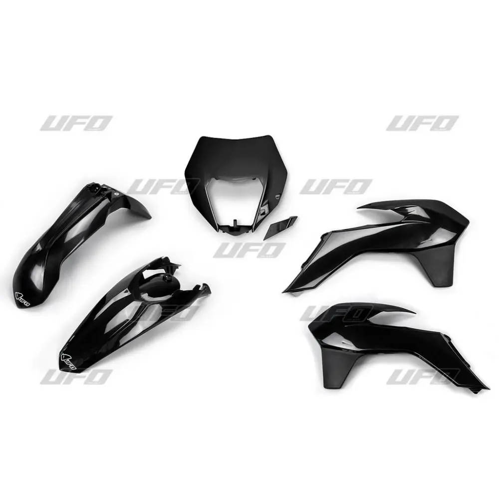 UFO kompletní sada plastů KTM EXC/EXCF 14-16 s krytem světla barva černá (KT524E001) (UFO kompletní sada plastů KTM EXC/EXCF 14-16 s krytem světla)