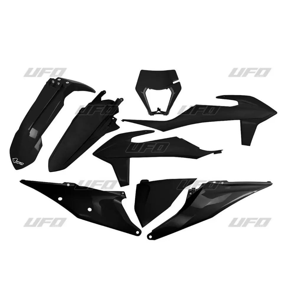 UFO kompletní sada plastů KTM EXC 125 20-21, EXC 250 / 300 TPI 20-23, EXC-F 250 / 350 / 450 / 500 20-23 s krytem světla barva černá (KT527E001) (UFO)