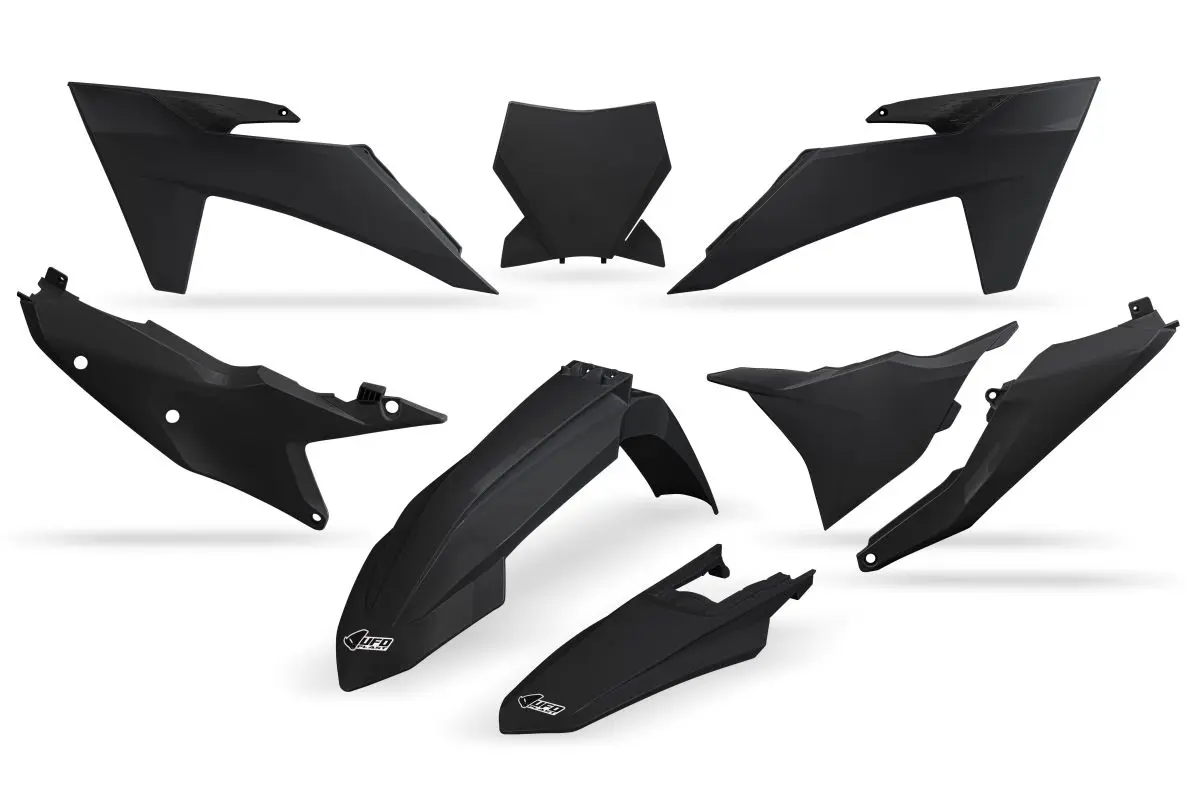 UFO kompletní sada plastů KTM SX 125 / 250 / 300 TBI 23-24, SX-F 250 / 350 / 450 23-24 barva černá (UFO kompletní sada plastů KTM SX 125 / 250 / 300)