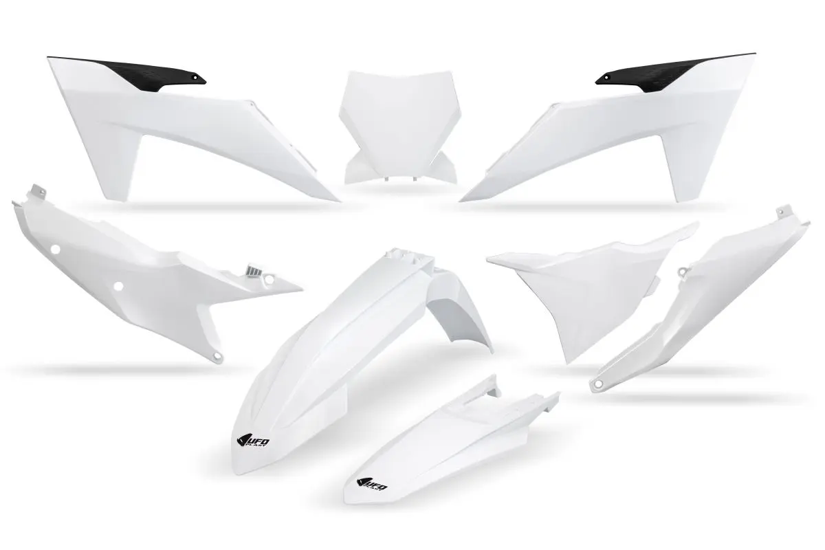 UFO kompletní sada plastů KTM SX 125 / 250 / 300 TBI 23-24, SX-F 250 / 350 / 450 23-24 barva bílá (UFO kompletní sada plastů KTM SX 125 / 250 / 300)