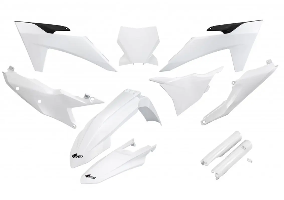 UFO kompletní sada plastů (FULL KIT) s kryty přední vidlice KTM SX 125 / 250 / 300 TBI 23-24, SX-F 250 / 350 / 450 23-24 barva bílá (UFO kompletní)