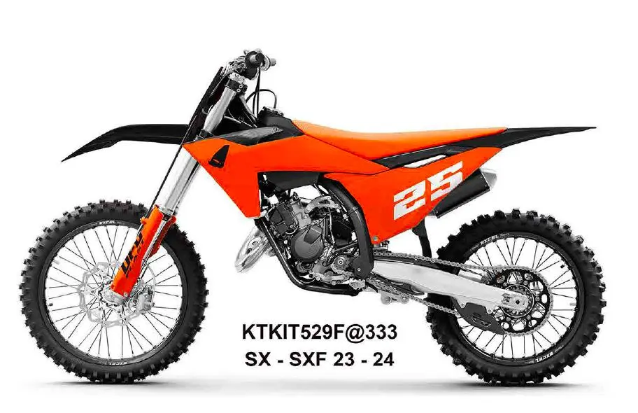 UFO kompletní sada plastů (FULL KIT) s kryty tlumičů KTM SX 125 / 250 / 300 TBI 23-24, SX-F 250 / 350 / 450 23-24 barva oranžová / černá (UFO)