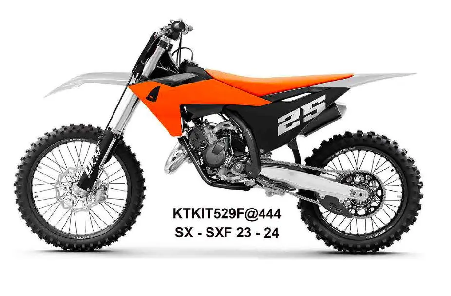 UFO kompletní sada plastů (FULL KIT) s kryty tlumičů KTM SX 125 / 250 / 300 TBI 23-24, SX-F 250 / 350 / 450 23-24 barva černá / oranžová / bílá (UFO)
