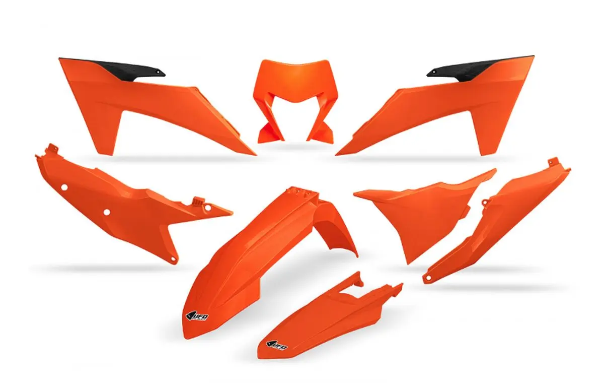 UFO kompletní sada plastů KTM EXC 150 / 250 / 300 TBI 24-25, EXC-F 250 / 350 / 450 / 500 24-25 barva oranžová (UFO kompletní sada plastů KTM EXC 150)