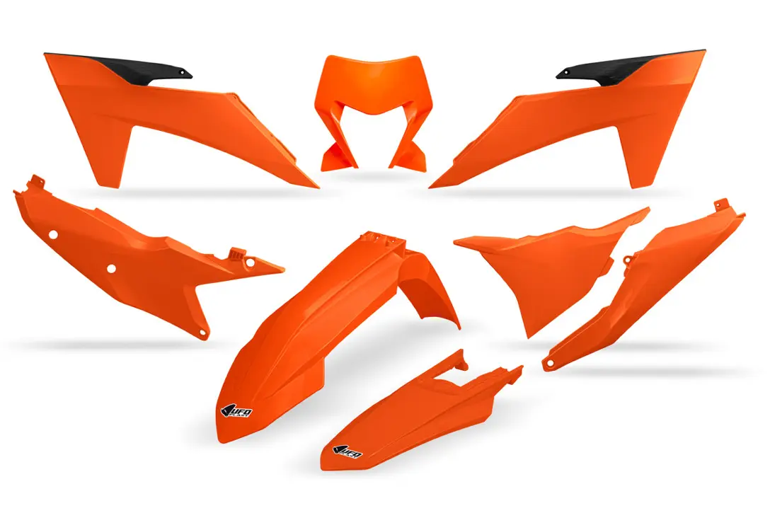 UFO kompletní sada plastů KTM EXC 150 / 250 / 300 TBI 24-25, EXC-F 250 / 350 / 450 / 500 24-25 barva OEM 25 ( oranžová ) (UFO kompletní sada plastů)