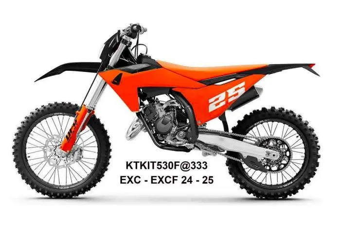 UFO kompletní sada plastů (FULL KIT) s kryty tlumičů KTM EXC 150 / 250 / 300 TBI 24-25, EXC-F 250 / 350 / 450 / 500 24-25 barva černá / oranžová