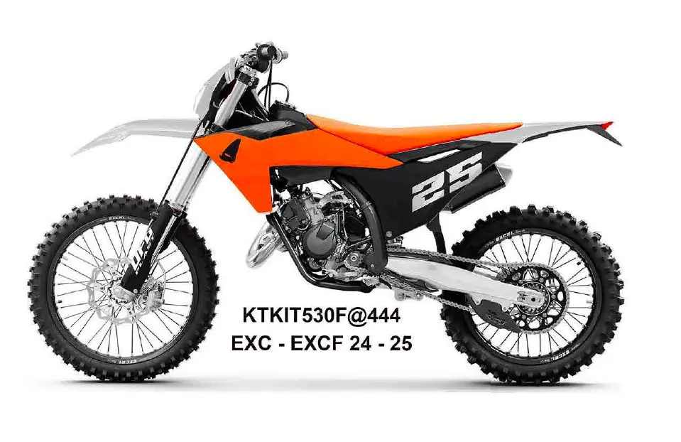UFO kompletní sada plastů (FULL KIT) s kryty tlumičů KTM EXC 150 / 250 / 300 TBI 24-25, EXC-F 250 / 350 / 450 / 500 24-25 barva bílá / oranžová /