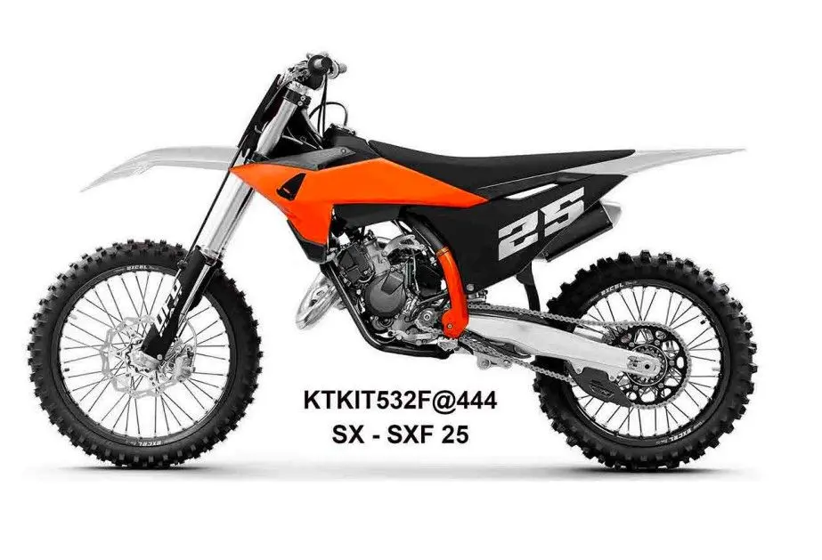 UFO kompletní sada plastů (FULL KIT) s kryty tlumičů KTM SX 125 / 150 / 250 / 300 25-26, SXF (SX-F) 250 / 350 / 450 25-26 barva bílá / oranžová /