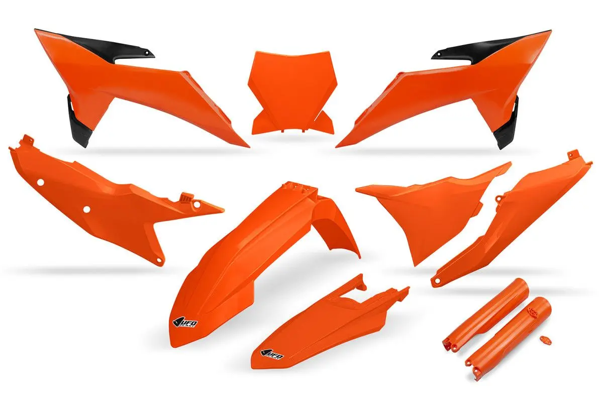 UFO kompletní sada plastů (FULL KIT) s kryty tlumičů KTM SX 125 / 150 / 250 / 300 25-26, SXF (SX-F) 250 / 350 / 450 25-26 barva OEM ( oranžová ) ( )
