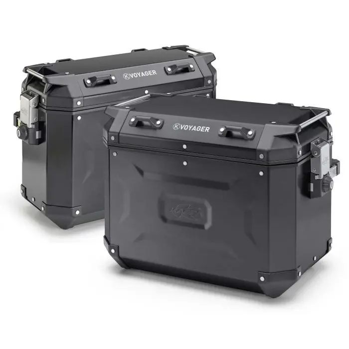 KAPPA boční kufry 37L pravý a 48L levý MONOKEY CAM SIDE KVG48B KVG37B KVOYAGER hliníkové barva černá anodizovaný BLACK LINE (KAPPA boční kufry 37L)