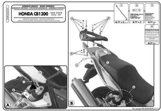 KAPPA zadní nosič kufru HONDA CB 1300/S (03-09) ( bez plotny ) ( )