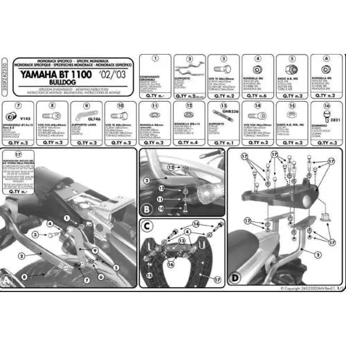 KAPPA nosič zadního kufru YAMAHA BT 1100 BULLDOG (02-09) ( bez plotny ) ( )