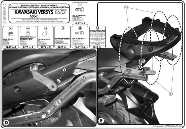 KAPPA nosič zadního kufru KAWASAKI VERSYS 650 (06-09) ( bez plotny ) (KAPPA nosič zadního kufru KAWASAKI VERSYS 650 (06-09) ( bez plotny ))