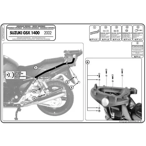 KAPPA nosič zadního kufru SUZUKI GSX 1400 (02-09) ( bez plotny ) (KAPPA nosič zadního kufru SUZUKI GSX 1400 (02-09) ( bez plotny ))