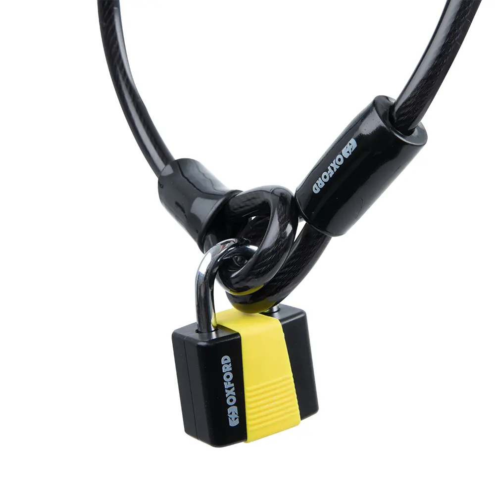 OXFORD bezpečnostní lanko z vyztužené oceli se zámkem délka 1,8M X 10mm model LOOP LOCK JUNIOR barva černá (starý kód: OF222) ( )