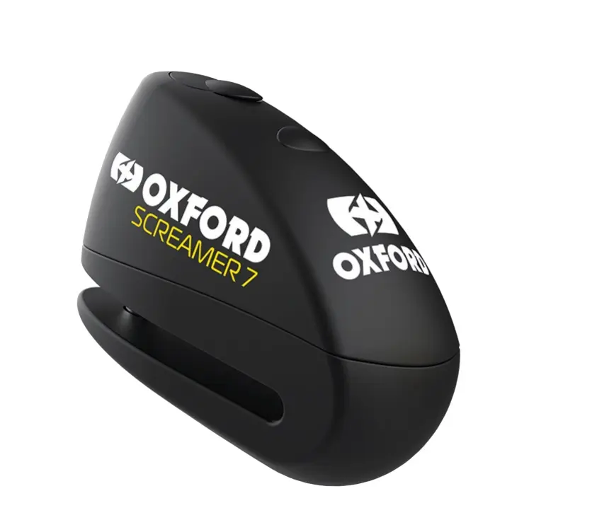 OXFORD zámek brzdového kotouče s alarmem model SCREAMER XA7, čep 7mm, barva černá (starý kód: LK279) (OXFORD zámek brzdového kotouče s alarmem model)