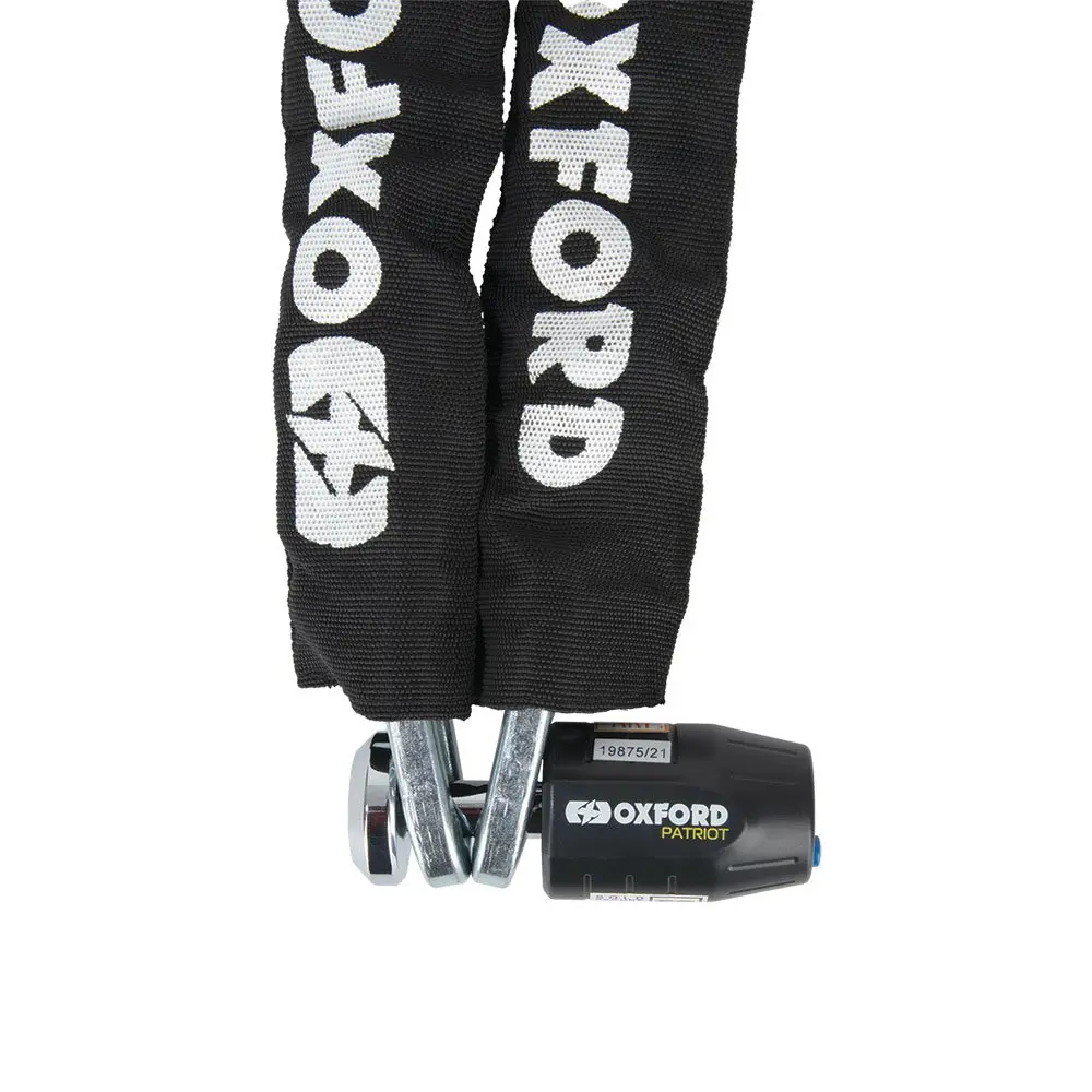 OXFORD bezpečnostní řetěz CHAIN LOCK délka 1.2 metru se zámkem PATRIOT (čep - 14 mm) průměr očka 12 mm (OXFORD bezpečnostní řetěz CHAIN LOCK délka)