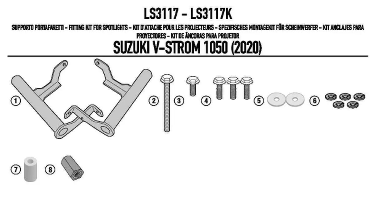 KAPPA upevnění halogenů KS310 a KS322 SUZUKI V-STROM 1050 20-25 bez použití padacích protektorů KN3117 ( )