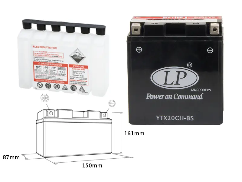 LANDPORT akumulátor YTX20CH-BS (MA LTX20CH-BS) (YTX20A-BS) 12V 18AH 150X87X161 bezúdržbový - elektrolyt zvlášť (2) UE48 (LANDPORT akumulátor)