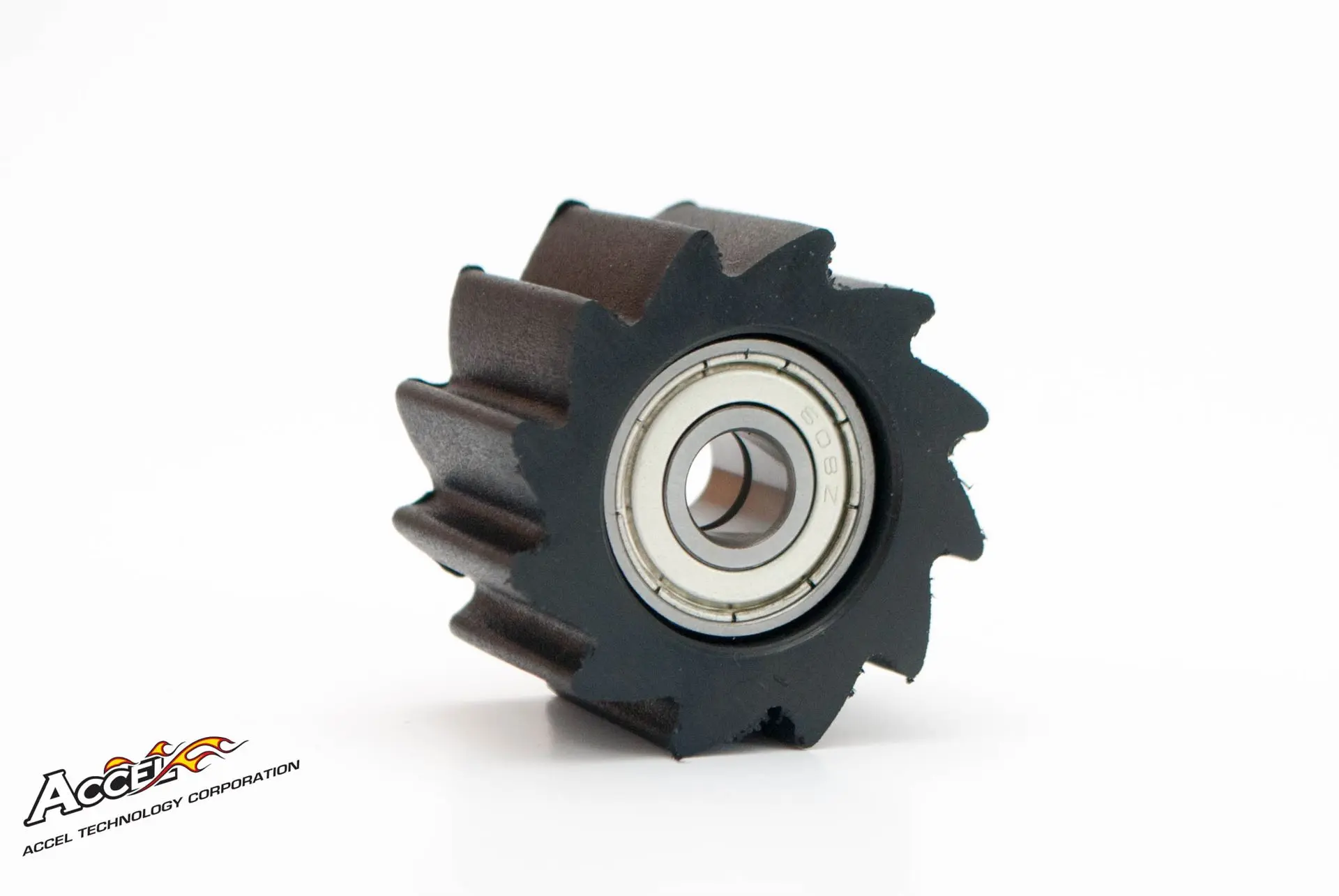ACCEL rolna řetězu s ložisky průměr 38mm (38X23mm) (řetězové kolečko) KAWASAKI KXF barva černá (79-5014) (MA-304) (ACCEL rolna řetězu s ložisky)