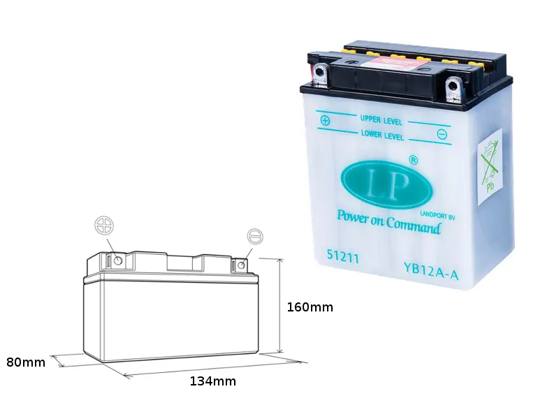 LANDPORT akumulátor YB12A-A (MB LB12A-A) 12V 12AH 135X81X161 (GB12AA) obsluhovaný - bez elektrolytu (5) (LANDPORT akumulátor YB12A-A (MB LB12A-A) 12V)