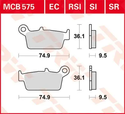 TRW ZF brzdové destičky KH131 sintrované OFFROAD HONDA CRF 230 08-10, XR 250 88-97, XR 600 91-99, YAMAHA WR 125 98-07, zadní (TRW ZF brzdové destičky)
