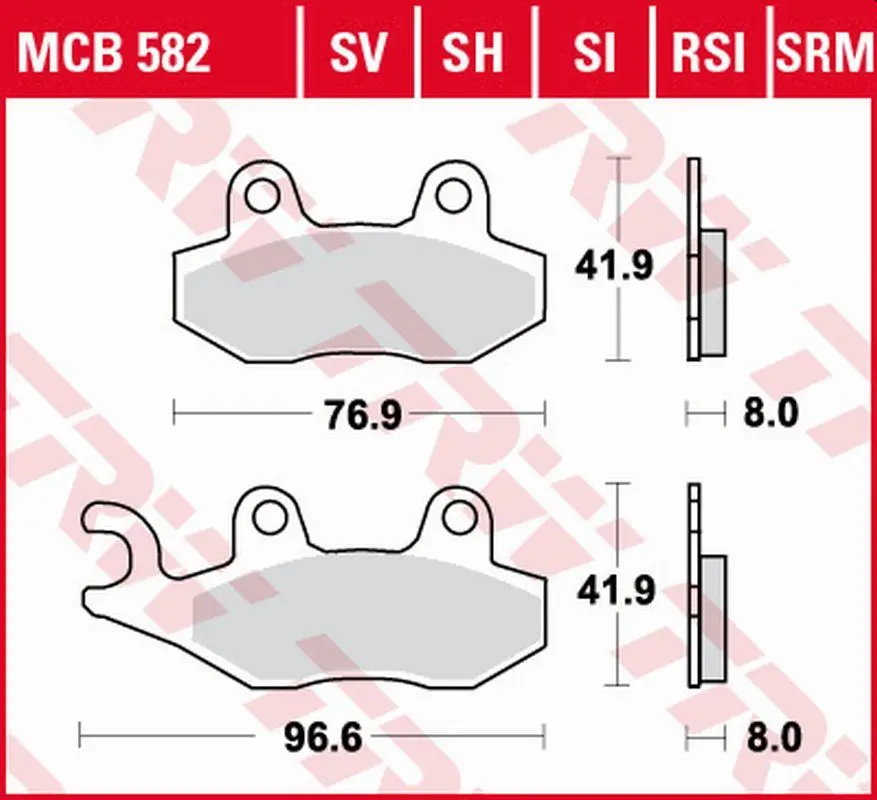 TRW ZF brzdové destičky KH135 sintrované STREET KAWASAKI KLX 125 10-13, KX 125/250/500 89-93, KDX 200/250 93-94, KLX 09-17, SUZUKI RM 125/250 87-95,
