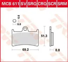 TRW ZF brzdové destičky KH252 KH380 organické YAMAHA FZ6 07-10, FZS 600 98-01, MT-07 14-17, TRACER 700 16-, FZ8 10-16, MT-09 16-, TDM 900 02-14, XT