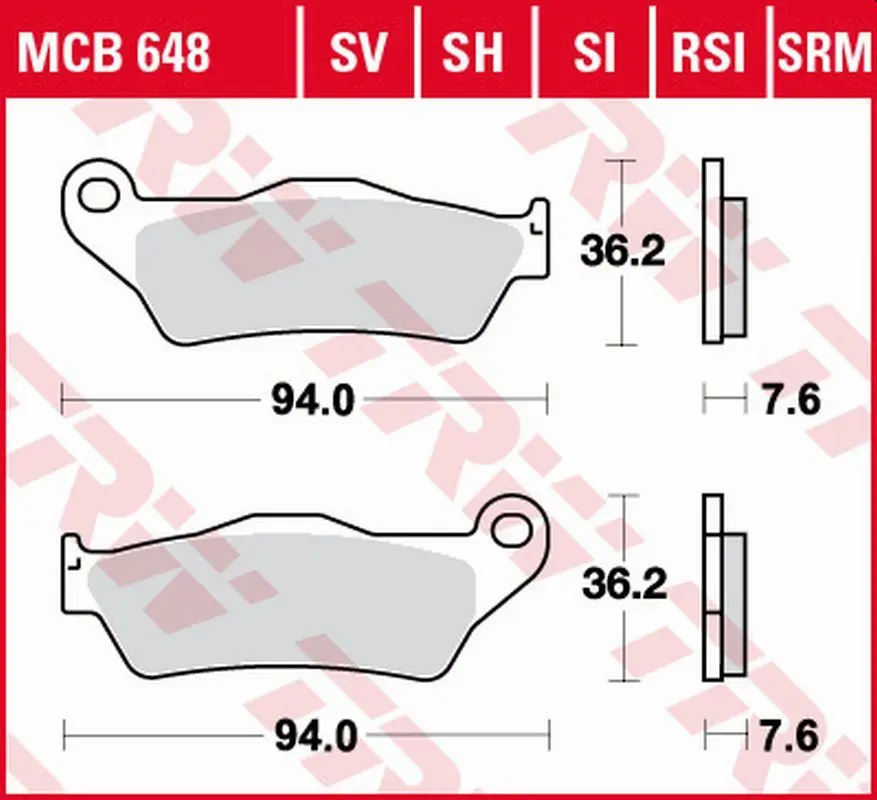 TRW ZF brzdové destičky KH181 sintrované APRILIA RX 125 00-13, BMW G 450X 08-11, KTM EXC 125 90-16, SX 250 96-, EXC-F 350 11-, EXC 450 03-16, LC4 620