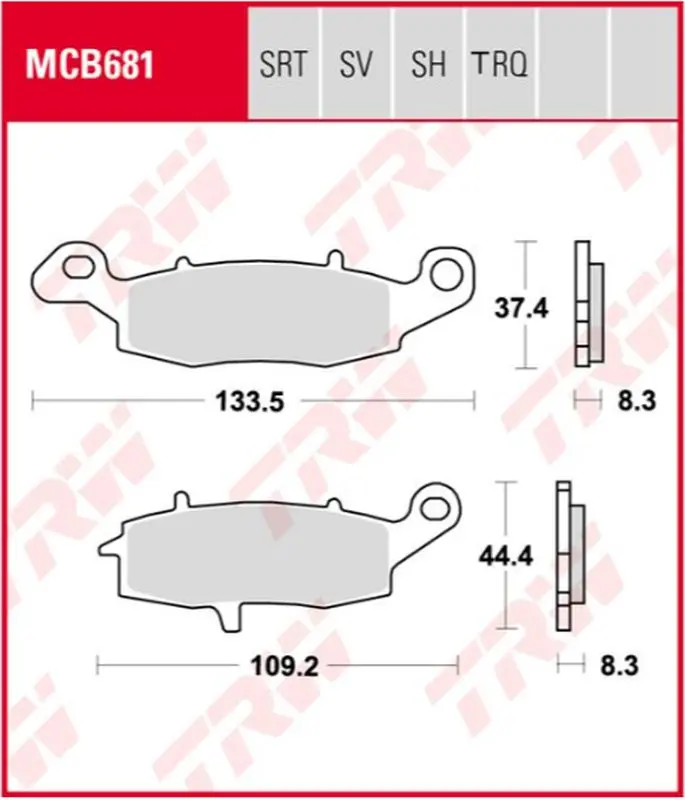 TRW ZF brzdové destičky KH231 sintrované závodní KAWASAKI ER6 06-16, VERSYS 650 07-14, Z 750, 04-06, ZR7 99-04, W 800 11-, GPZ 1100 95-98, VN 1500