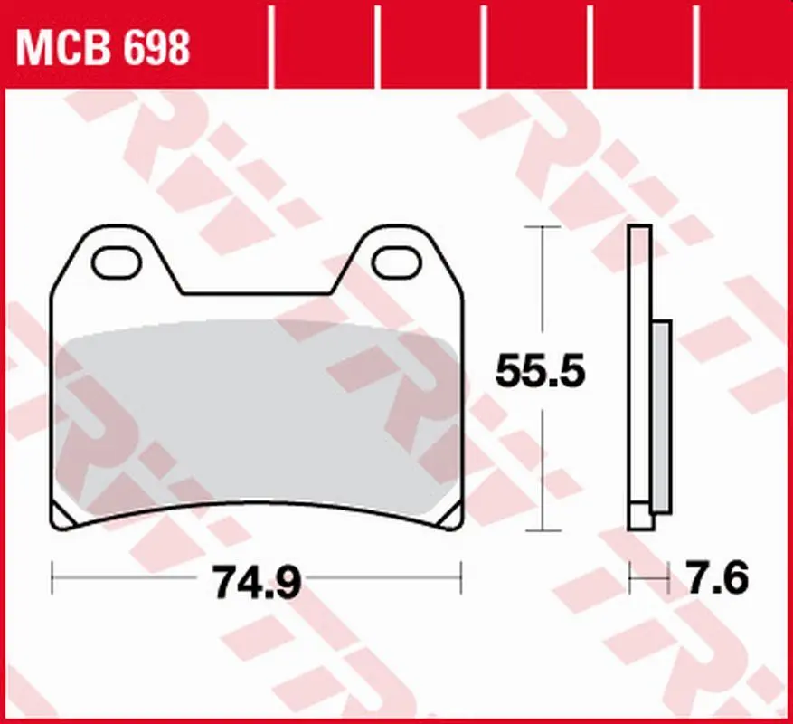 TRW ZF brzdové destičky KH244 organické HONDA CB 400 SUPER FOUR 97-, BMW R NINE T 16-18, DUCATI 748/996 98-07, MULTISTRADA 1200 10-18, YAMAHA XT 660X