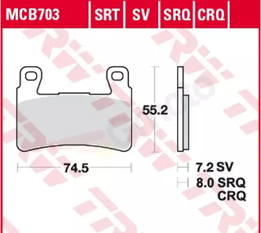 TRW ZF LUCAS brzdové destičky KH265 KH296 sintrované závodní výkonné na dráhu (nahrazuje MCB703SRQ) ( )