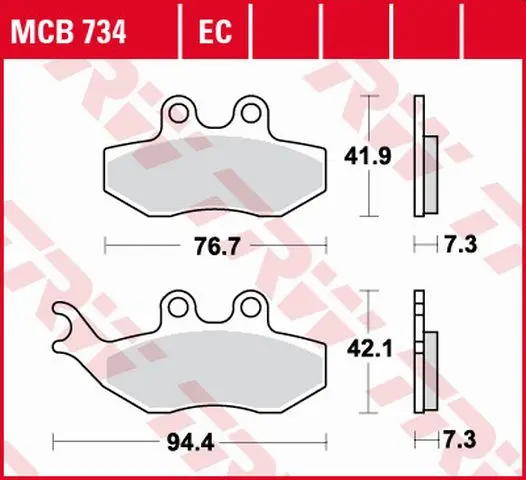 TRW ZF brzdové destičky KH194 organické APRILIA SX 50 14-, YAMAHA DT 50 04-08, TZR 50 03-20, XT 125 05-11, přední (TRW ZF brzdové destičky KH194)