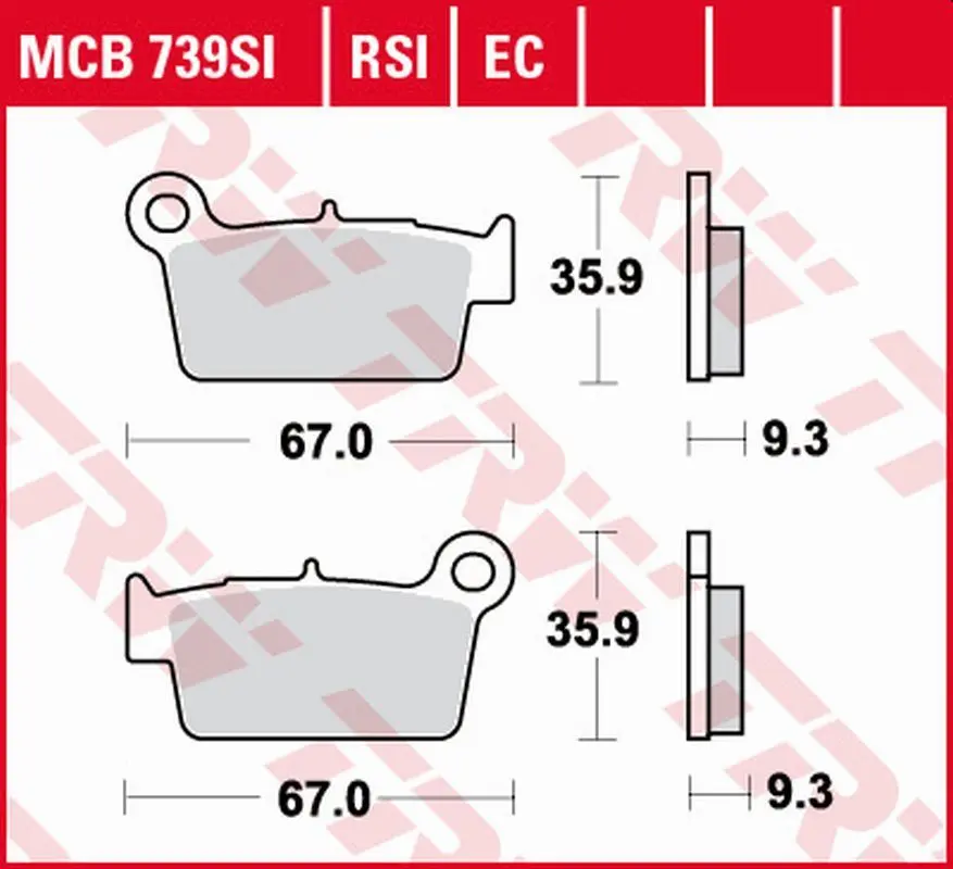 TRW ZF brzdové destičky KH367 organické APRILIA RXV/SXV 450/550 06-15, BETA RR 125/200/250/300/350/390/400 09-, KAWASAKI KX-F 250/450 04-, KLX 450R