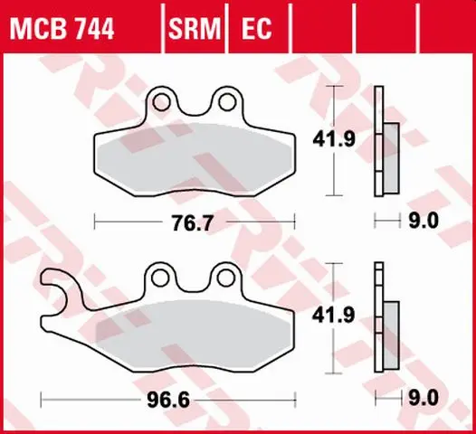 TRW ZF brzdové destičky KH353 organické APRILIA SPORTCITY 50 / 125 05-13, PEUGEOT CITYSTAR 50 14-, PIAGGIO FLY 50 05-12, VESPA GTS 125 03-16, přední