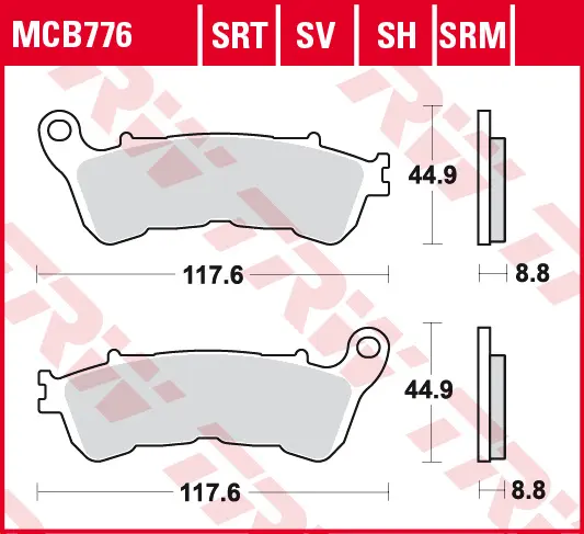 TRW ZF brzdové destičky KH388 organické HONDA CBF 500 04-08, CBF 600 04-15, NT 700 V 06-13, XL 700 V 08-13, XL 1000 V 04-13, SUZUKI BURGMAN 125 07-13,