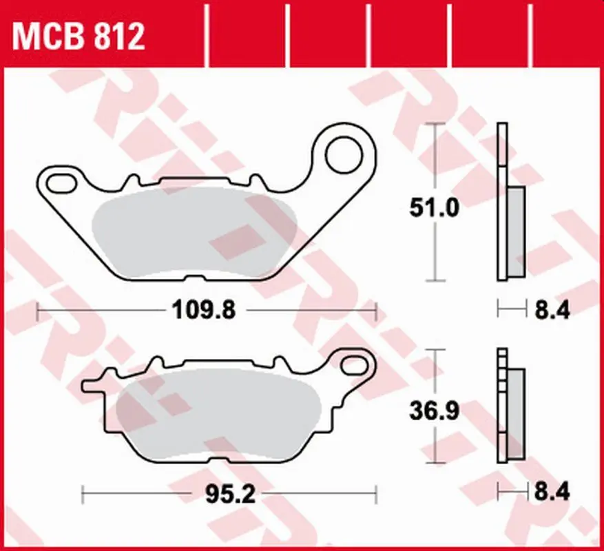 TRW ZF brzdové destičky KH464 organické YAMAHA DELIGHT 115 13-16, GPD/LTS/YS 125 16-, YBR 125 08-16, CRYPTON/SNIPER 135 06-08, YZF 150 14-, N-MAX 125