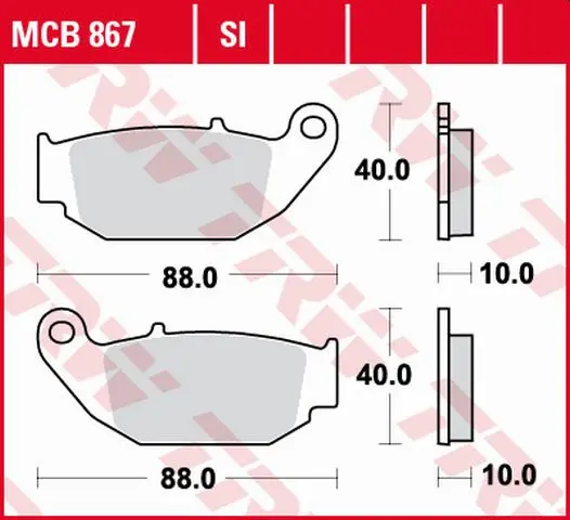 TRW ZF brzdové destičky KH629 organické HONDA CB 125 R / 300 R 18-, CRF 250 L 13-17, SUZUKI GSX-R / S 18-, KOVE 800 X zadní (TRW ZF brzdové destičky)