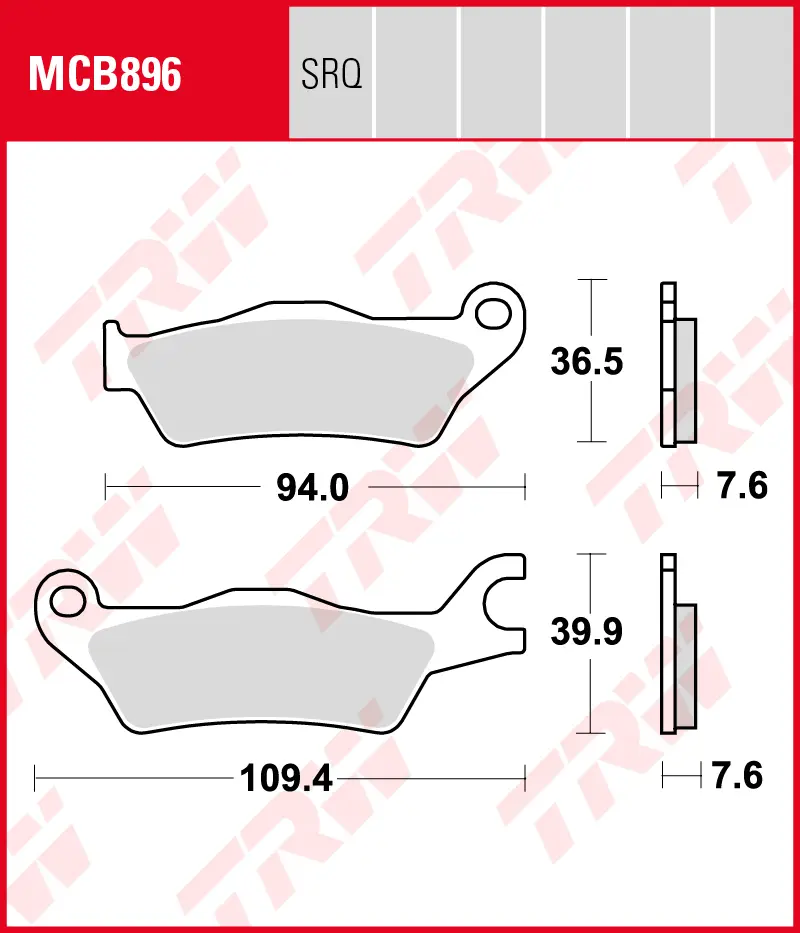 TRW ZF brzdové destičky KH715 organické SUZUKI GSX-S 125 18-25, GSXR 125 R 18-24, GSXR 150 R 16-18, HONDA CBF 125 STUNER 06-19, CBF 150 UNICORN 06-,