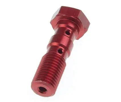 TRW ZF hydraulický šroub pro brzdové hadice M10X1,25 dvojitý barva červená (TRW ZF hydraulický šroub pro brzdové hadice M10X1,25 dvojitý barva)