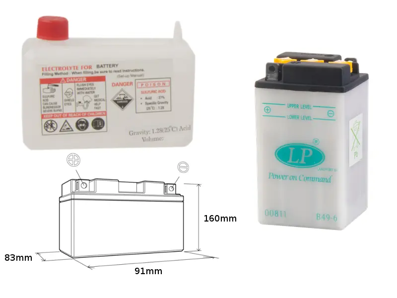 LANDPORT akumulátor B49-6 (MD B49-6) 6V 8AH 91X83X161 obsluhovaný - elektrolyt zvlášť (4) UE48 (LANDPORT akumulátor B49-6 (MD B49-6) 6V 8AH 91X83X161)