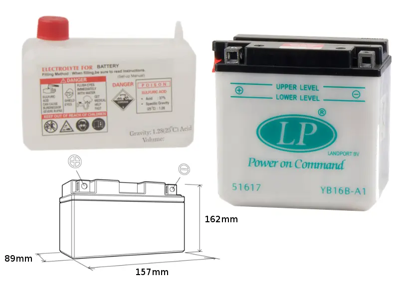 LANDPORT akumulátor YB16B-A1 (MD LB16B-A1) (160X90X158) obsluhovaný - elektrolyt zvlášť (2) UE48 (LANDPORT akumulátor YB16B-A1 (MD LB16B-A1))