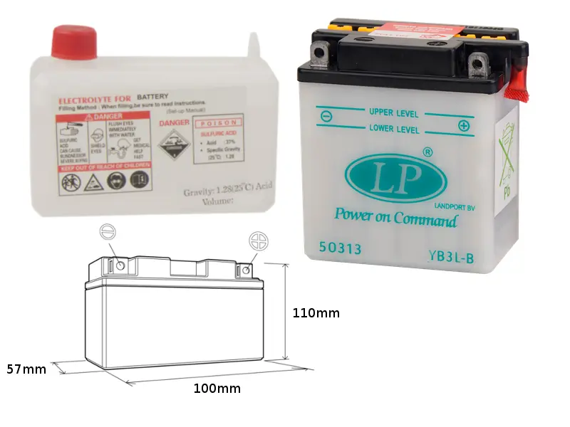 LANDPORT akumulátor YB3L-B (MD LB3L-B) 12V 3AH 99X57X111 obsluhovaný - elektrolyt zvlášť (12) UE48 (LANDPORT akumulátor YB3L-B (MD LB3L-B) 12V 3AH)