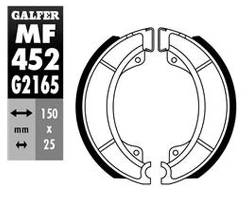 GALFER brzdové čelisti přední SH527 (Y527) YAMAHA SR 125 82-97, SR 250 80-90, zadní CPI ARAGON 125 07-,(25X130mm) (GALFER brzdové čelisti přední)