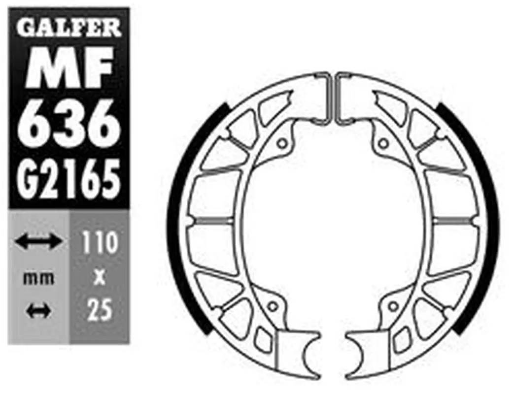 GALFER brzdové čelisti zadní HEXAGON 125/150 94-99, SKIPPER 125/150 93-97, PIAGGIO VESPA ET2/ET4 00-, PRIMAVERA/SPRINT 125 15-, ZIP 50 92-, ZIP 100