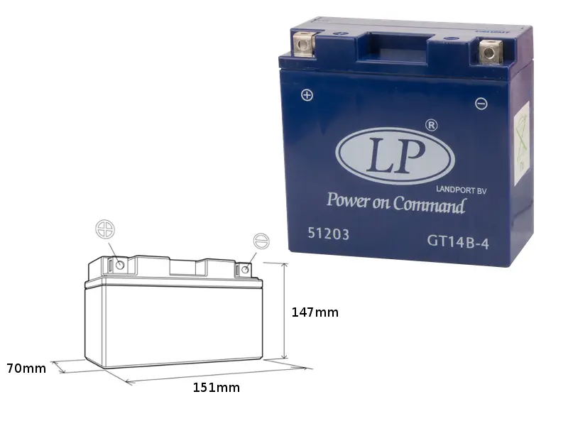 LANDPORT akumulátor gelový GT14B-4 (MG LT14B-4) 12V 12AH 150X69X145 bezúdržbový - zalitý (6) (180A) (LANDPORT akumulátor gelový GT14B-4 (MG LT14B-4))