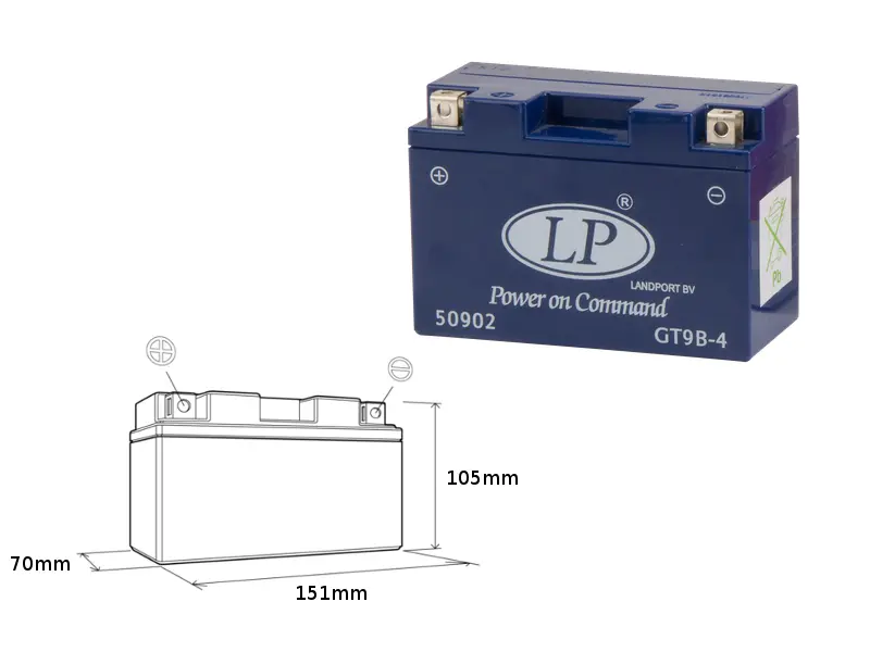 LANDPORT akumulátor gelový GT9B-4 (MG LT9B-4) 12V 8AH 150X69X105 bezúdržbový - zalitý (9) (LANDPORT akumulátor gelový GT9B-4 (MG LT9B-4) 12V 8AH)
