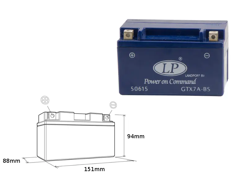 LANDPORT akumulátor gelový GTX7A-4 (MG LTX7A-4) 12V 7AH 151X88X94 bezúdržbový - zalitý - nahrazuje GTX7ABS L (8) ( )