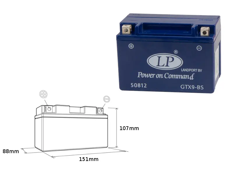 LANDPORT akumulátor gelový GTX9-4 (MG LTX9-4) 12V 8AH 151X88X107 bezúdržbový - zalitý - nahrazuje GTX9BS L (8) (LANDPORT akumulátor gelový GTX9-4 (MG)