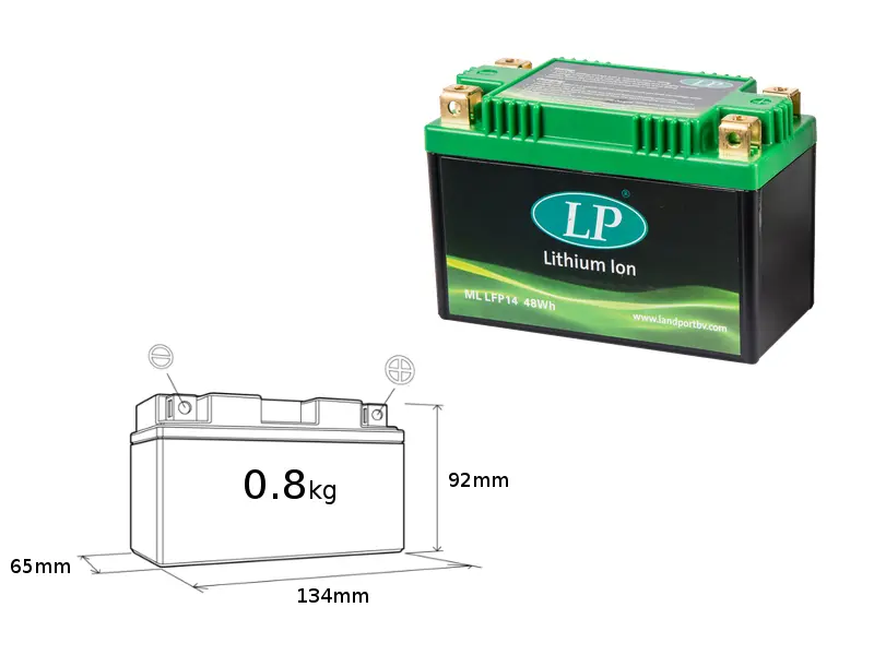 LANDPORT akumulátor lithium-iontový LiFePO4 LFP14 (ML LFP14) (134X65X92) (YTZ10S, YTZ12S, YTZ14S) (48 WH) (váha 800g) (4) (LANDPORT akumulátor)